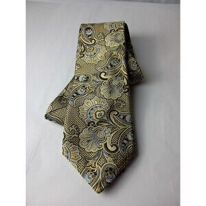Robert Talbots Men's Yellow/ Blue Paisley Crest 100 Silk Necktie Formal Wedding
